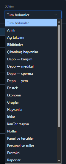 Bölüm filtresi