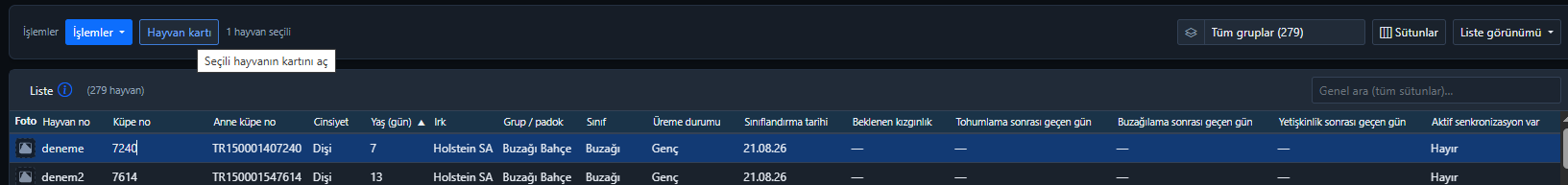 Hayvan kartına gitme
