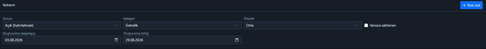 Not filtreleri