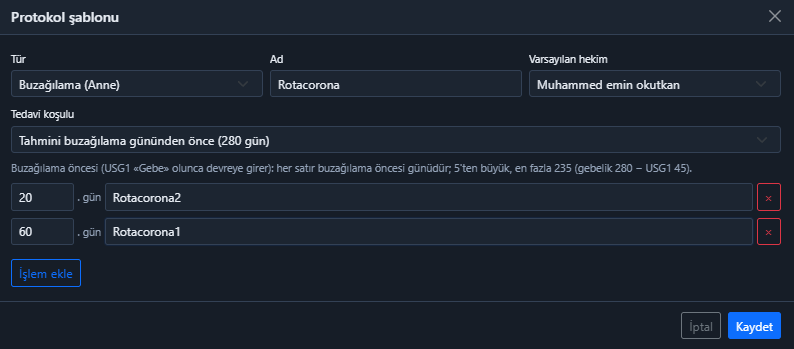 Yeni protokol şablonu
