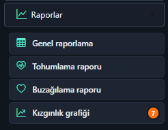 Raporlar menüsü